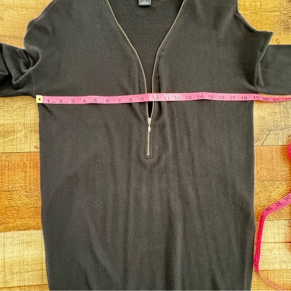 Trouve V-Neck Zip cashmere Blend Oversize Long Sweater XS Black - Picture 5 of 8